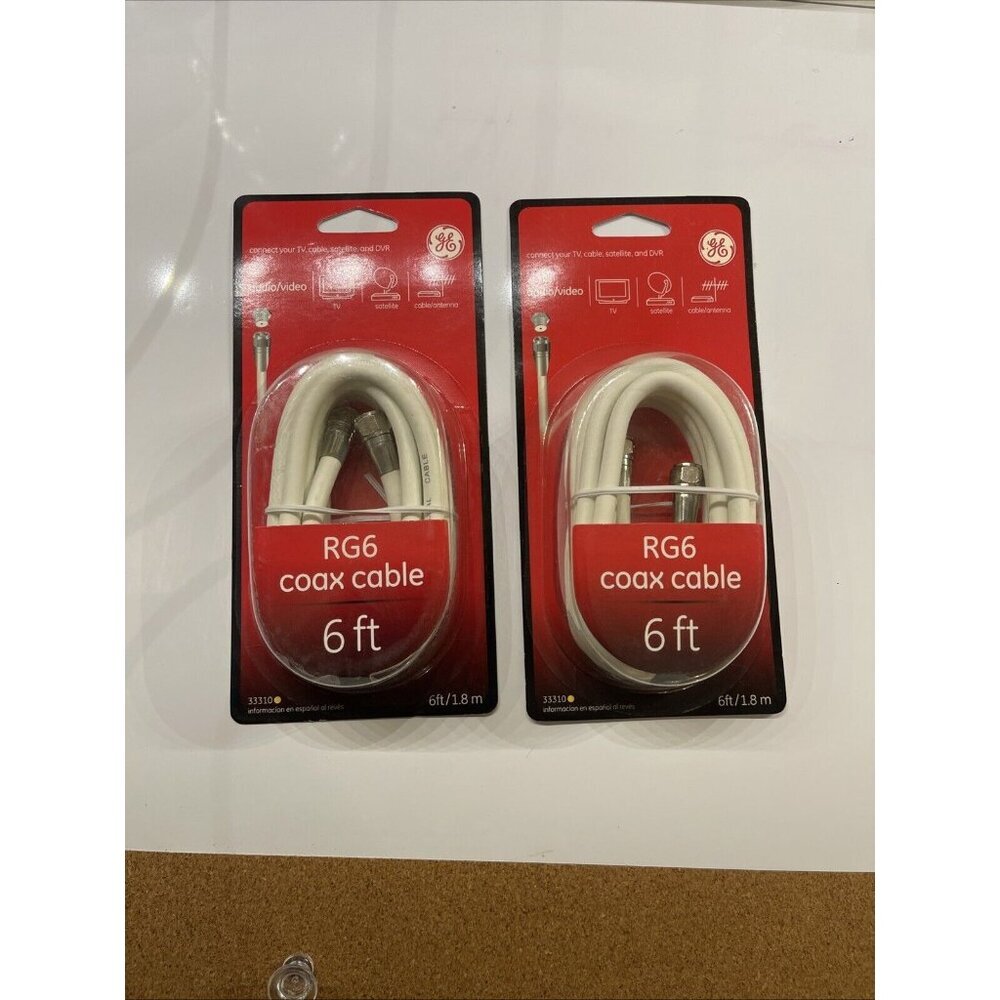 2- Boxes‎ Of GE RG6 Coax Cable 6 ft. Audio/Video #33310 NEW In Boxes
